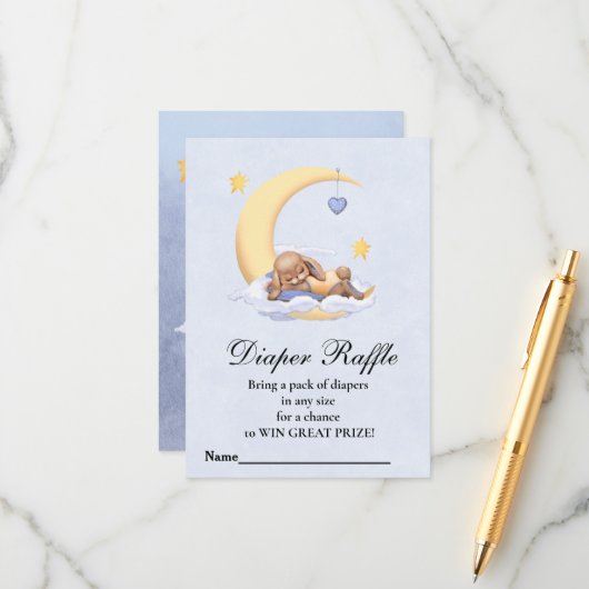 Cartes de boîtier Baby shower Déchets Raffle. (Devant/Arrière en situation)