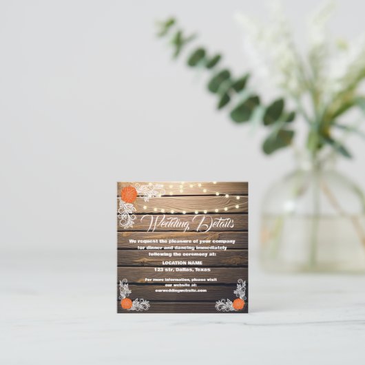 Cartes de boîtier en dentelle rustique en bois (Debout devant)