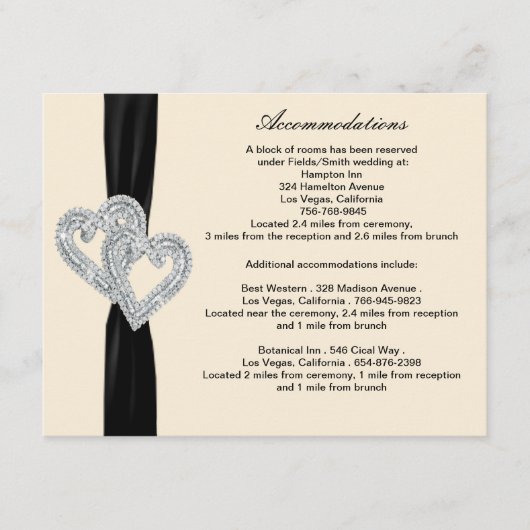 Cartes de boîtier en ruban noir diamant élégant (Devant)