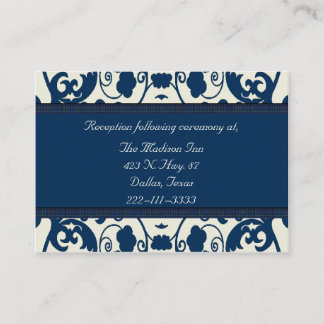 Cartes de boîtier mariage damassé bleu