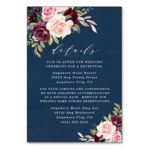 Cartes de boîtier Mariage de la marine borgogne