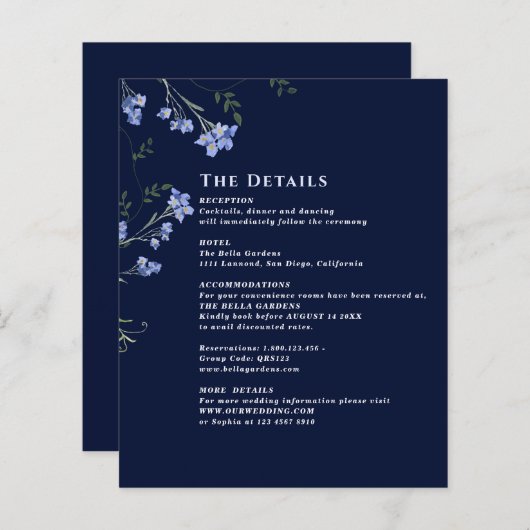 Cartes de boîtier Mariage Fleur sauvage QR C (Devant / Derrière)