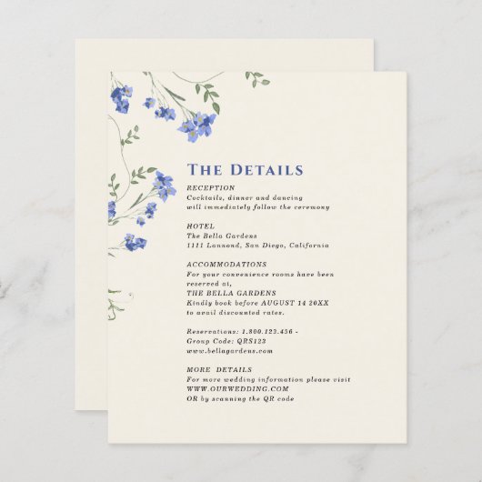 Cartes de boîtier Mariage Fleur sauvage QR C (Devant / Derrière)