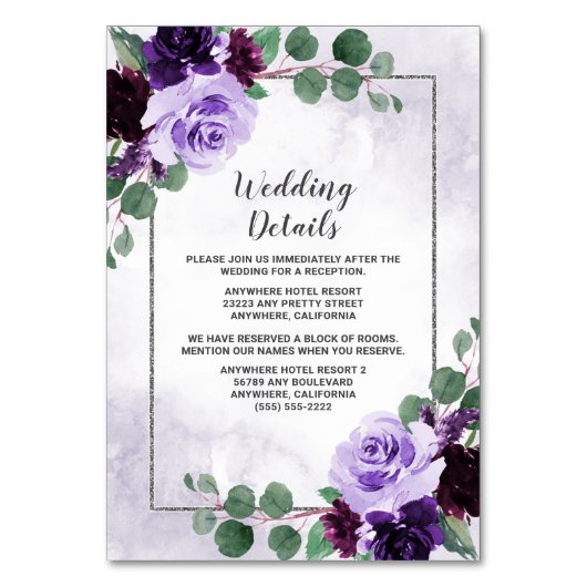Cartes de boîtier Mariage florales violet et argen (Par défaut)