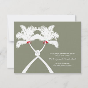 Cartes de boîtier Mariage Red Love Palm Trees noué