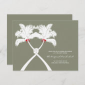 Cartes de boîtier Mariage Red Love Palm Trees noué (Devant / Derrière)