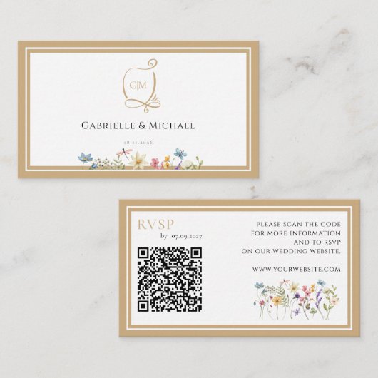 Cartes de boîtier Mariage RSVP Floral Aquarelle (Devant / Derrière)