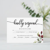 Cartes de boîtier RSVP pour mariage floral en Bour (Debout devant)