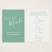Cartes de boîtier vert de script de choix de repas (Devant & derrière)