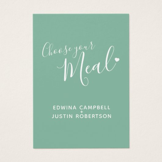 Cartes de boîtier vert de script de choix de repas (Devant)