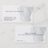Cartes de bon de restaurant de casquette de chef (Devant / Derrière)