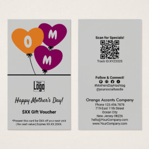 Cartes de bons de promotion de la fête des mères M
