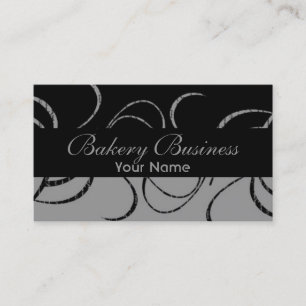 Cartes de boulangerie pâtissière grise damassée