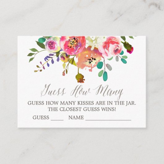 Cartes de bouquet à l'aquarelle pour deviner combi (Devant)