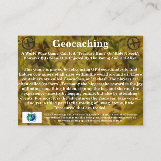 Cartes de cachette de Geocaching (Devant)