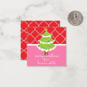 Cartes de cadeau d'arbre de Noël rose et rouge (Devant/Arrière en situation)