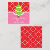 Cartes de cadeau d'arbre de Noël rose et rouge (Devant / Derrière)