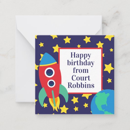 Cartes de Cadeau d'Envoi de Fusée Spatiale (Devant)
