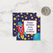 Cartes de Cadeau d'Envoi de Fusée Spatiale (Devant/Arrière en situation)