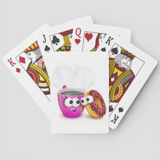 Cartes de café chaud et de jeu de beignet (dos)