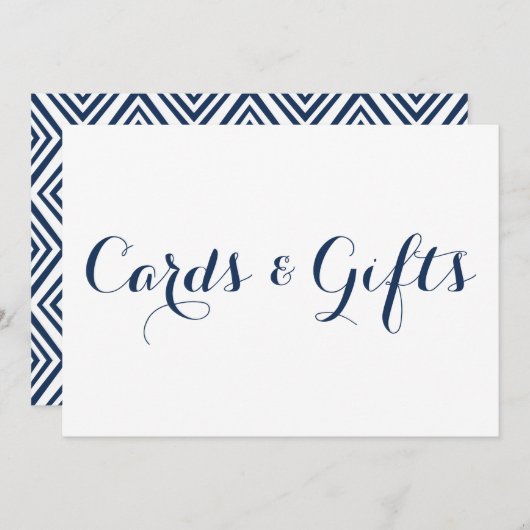 Cartes de calligraphie moderne Navy & Cadeaux de m (Devant / Derrière)