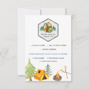 Cartes de camping et icônes RSVP avec choix de rep