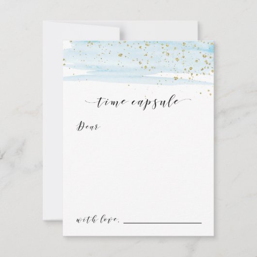 Cartes de capsule à temps Aquarelle bleu et or éti (Devant)
