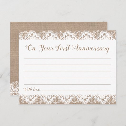 Cartes de capsule Burlap et Lace Time, Rustique (Devant / Derrière)