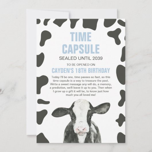 Cartes de capsule temporelle pour le 1er anniversa (Devant)