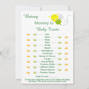 Cartes de caractéristiques de bébé de jeu de baby