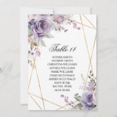 Cartes de carte de Mariage de Rose pourpre et blan (Dos)