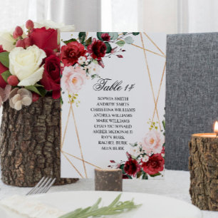 Cartes de carte de Mariage Rose Blush & Burgundy