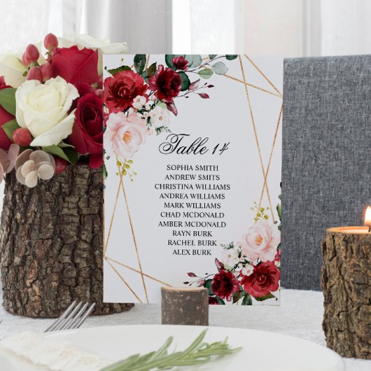 Cartes de carte de Mariage Rose Blush & Burgundy