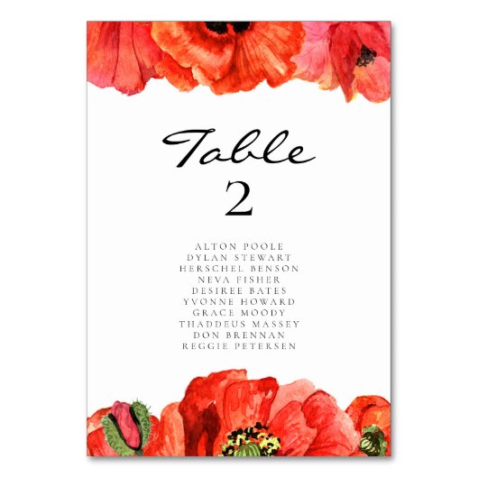 Cartes de carte de siège mariage de couleur d'eau (Par défaut)