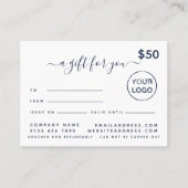 Cartes de certificat cadeau de script simple (Devant)