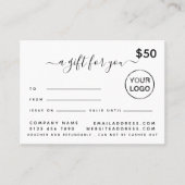 Cartes de certificat cadeau de script simple (Devant)