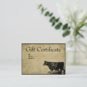Cartes de certificats-cadeaux Ol'Bessy Cow-Prim (Debout devant)