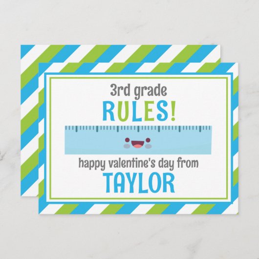 Cartes de classe de la Saint-Valentin pour règle m (Devant / Derrière)