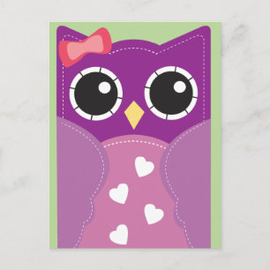 Cartes de classe pourpre Valentine Owl pour enfant