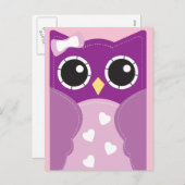 Cartes de classe pourpre Valentine Owl pour enfant (Devant / Derrière)