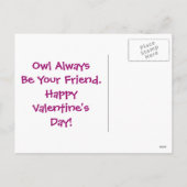 Cartes de classe pourpre Valentine Owl pour enfant (Dos)