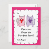 Cartes de classe Valentine pour enfants Chats Kitt (Devant / Derrière)
