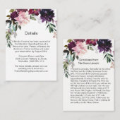 Cartes de clôture florales rouges violettes vertes (Devant / Derrière)