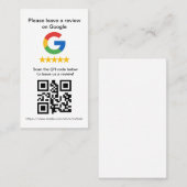Cartes de code QR pour avis Google,Panneau d'avis (Devant / Derrière)