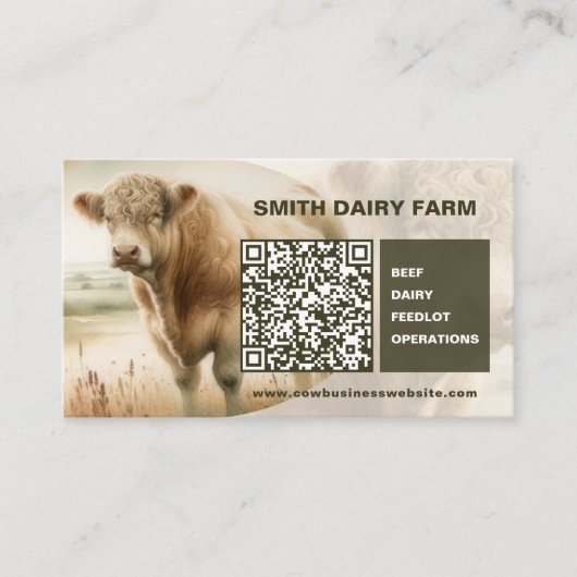 Cartes de code QR pour vache Business (Devant)