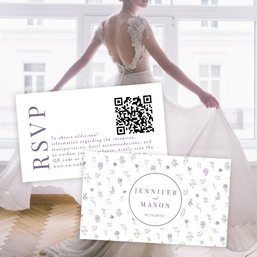 Cartes de code RSVP QR pour mariage fleuri de lava
