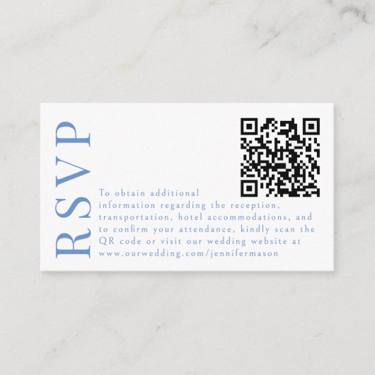 Cartes de code RSVP QR pour mariage floral bleu cl (Devant)