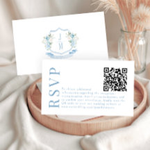 Cartes de code RSVP QR pour mariage floral bleu cl