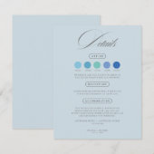 Cartes de code vestimentaire de mariage bleu pouss (Devant / Derrière)