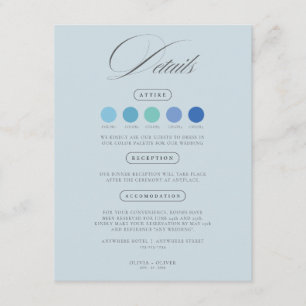 Cartes de code vestimentaire de mariage bleu pouss